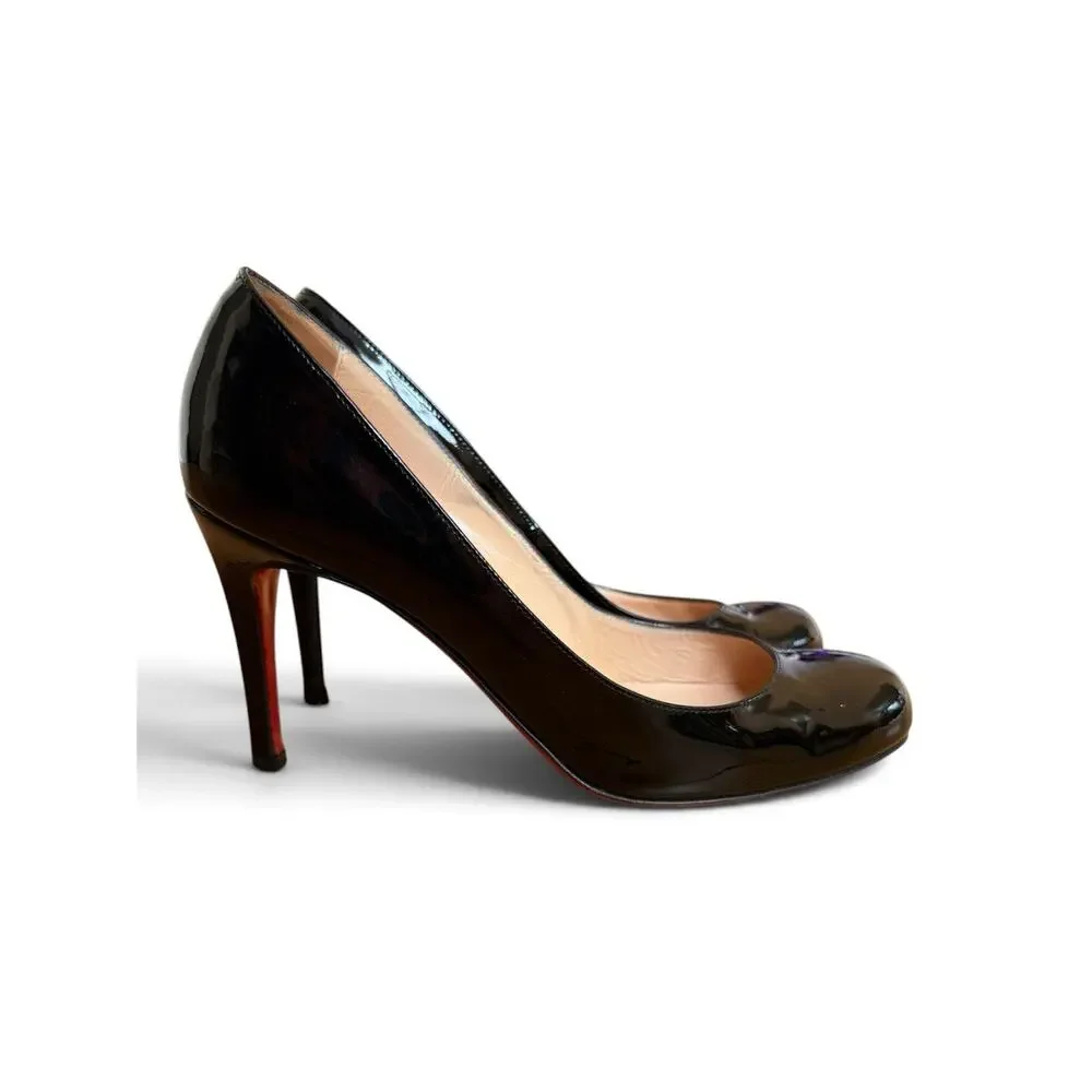 Christian Louboutin Simple 100 Black Patent Pumps Size 36 Y2K OG Dust Bag GUC